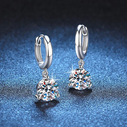 Moissanite Drop Earrings 2ct Silver