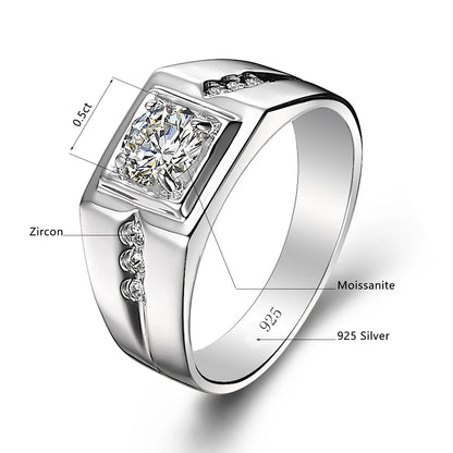2 Carat Moissanite Ring for Men Silver