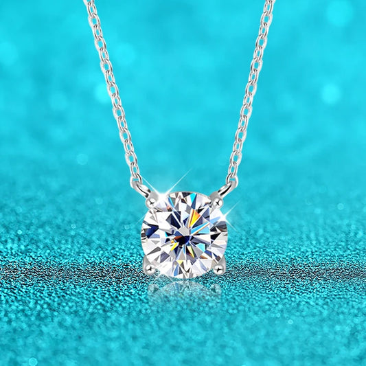 Moissanite Necklace Four Claws Pendant