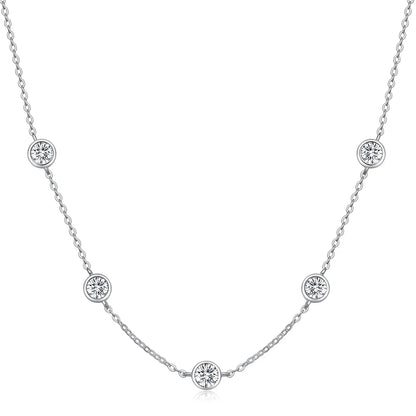 5 Stones Moissanite Necklace Gold Plated