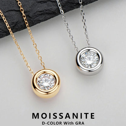 Moissanite Pendant Necklace 6.5mm Silver