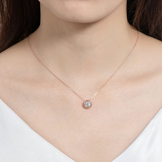 Moissanite Pendant Necklace 6.5mm Silver