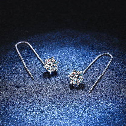 Moissanite Drop Earrings White Gold Plated